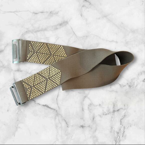 Brown Wide Stretchy Belt With Metallic Stud Accents 46”/47” with stretch - Picture 1 of 7